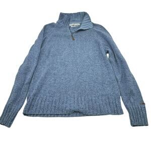 TOMMY HILFIGER Men's Large Light Blue Knit 1/4 Zip 100%‎ Cotton Pullover Sweater